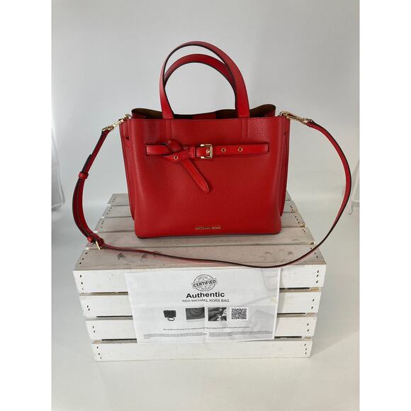 MICHAEL KORS LARGE RED PEBBLED LEATHER CROSSBODY BAG - Picture 2 of 15